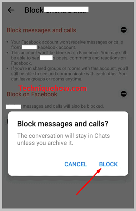 It will ask to block the messages and calls,
