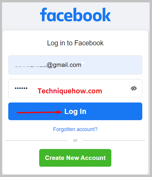 Log in to a Facebook account through your browser