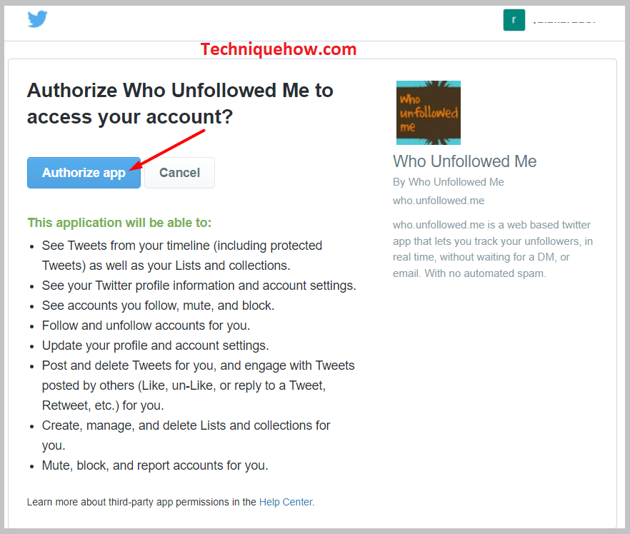Log in to your Twitter account through this app