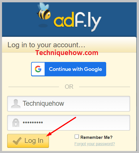 Log into your Adf.ly account