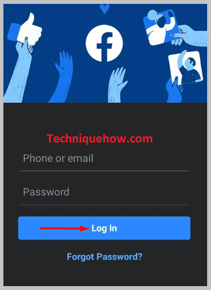 Log into your account on facebook