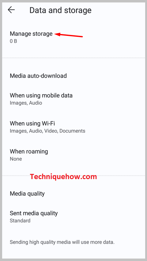 Menu & click on Manage Storage