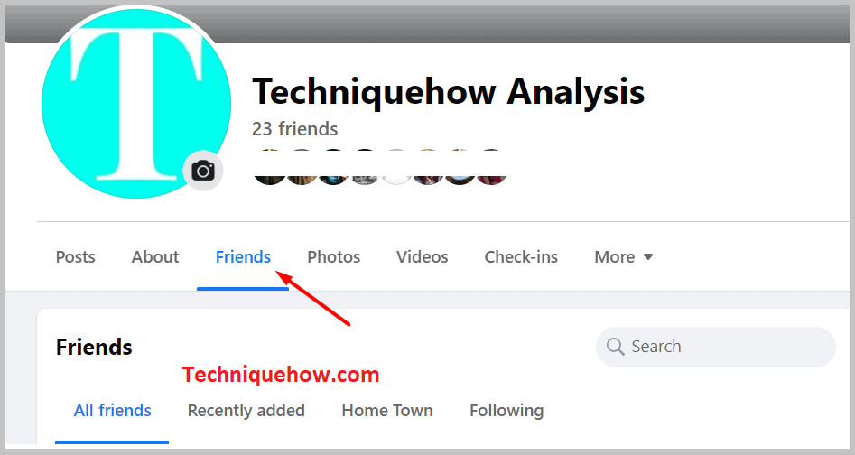 Now, look at the 'Friends' tab on the profile