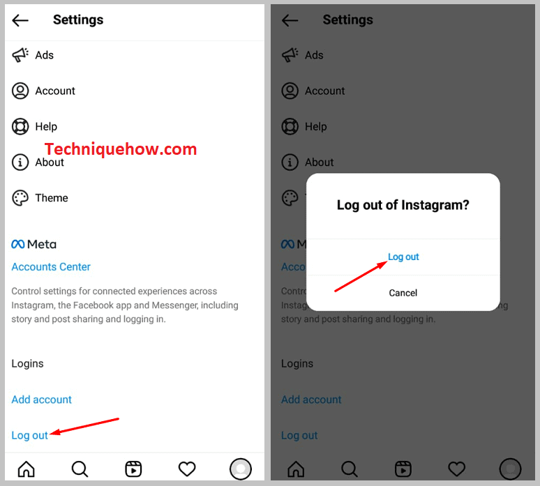 Scroll down and tap on 'Logout'