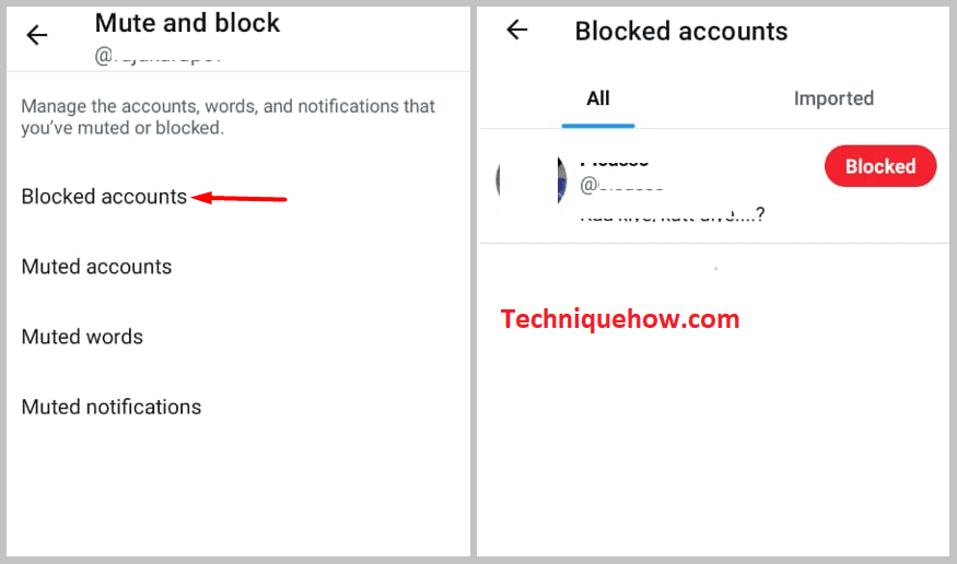 Scroll down to 'Blocked accounts' and tap on it