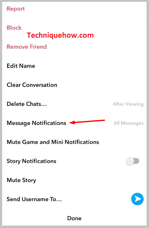 Scroll down to 'Message Notifications'