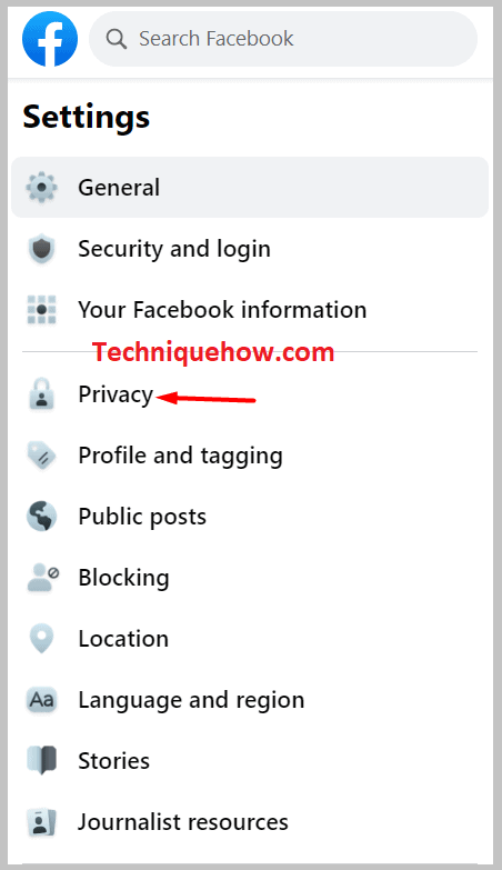 Scroll down to 'Privacy' and click