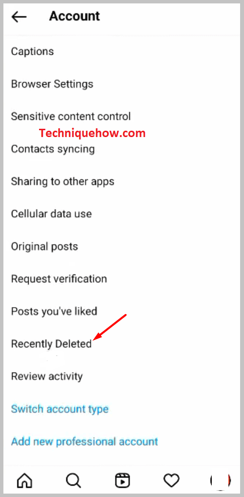 Scroll down to 'Recently deleted'.
