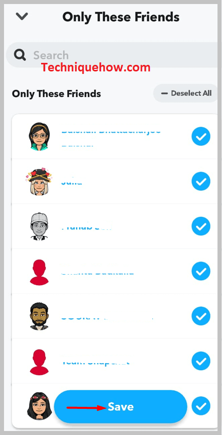 Select all people shown in the list