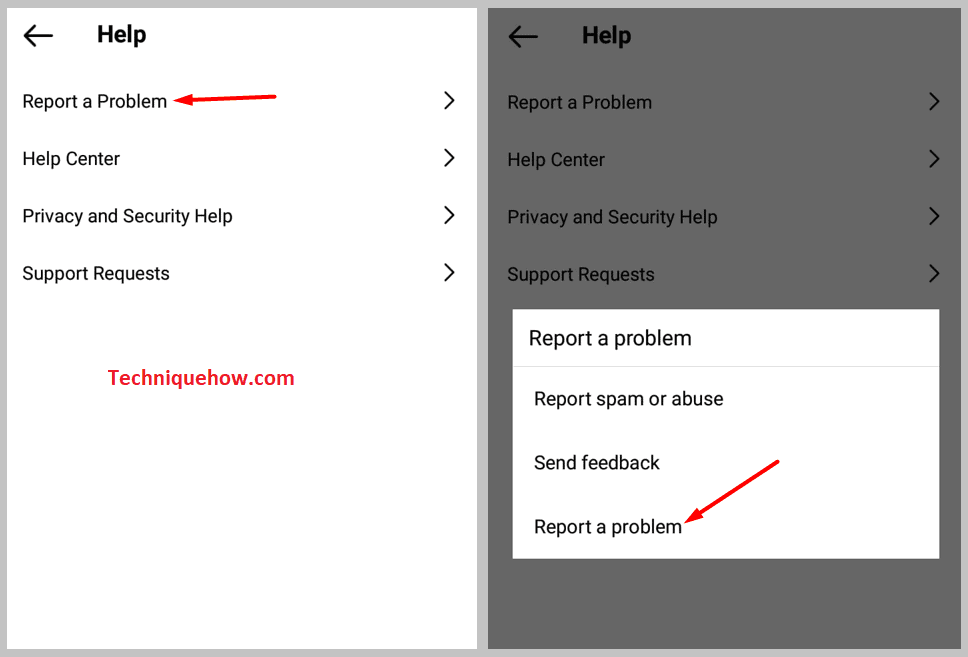 Select the 'Report a problem' option