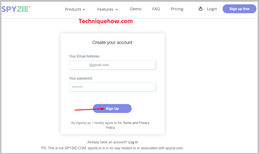 Sign up and create your account 