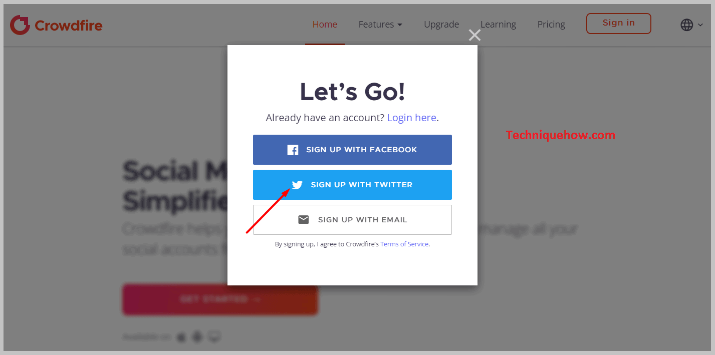 Sign up with Twitter