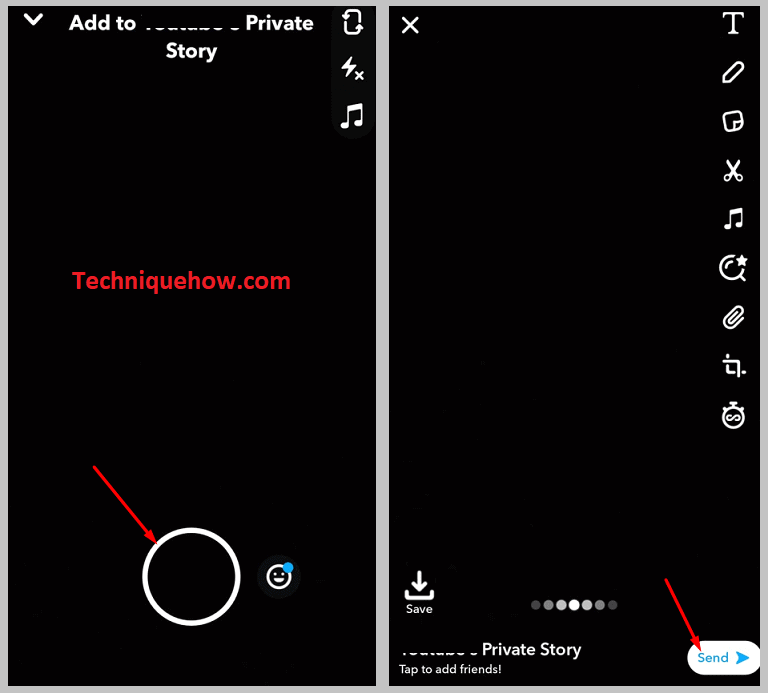 Snapchat by clicking the Send