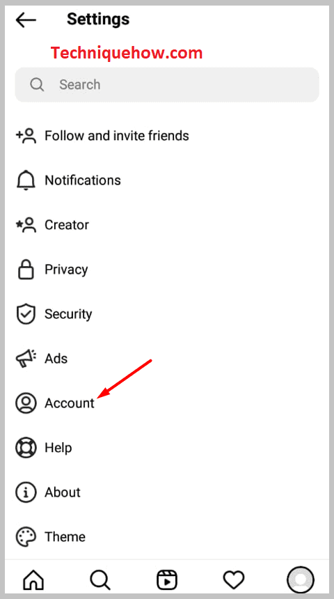 Tap on 'Account'