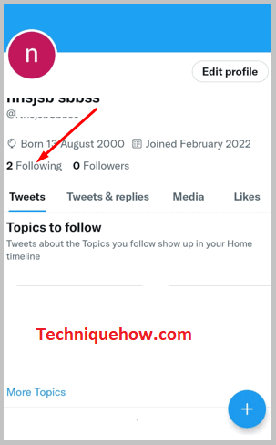 Tap on 'Following'