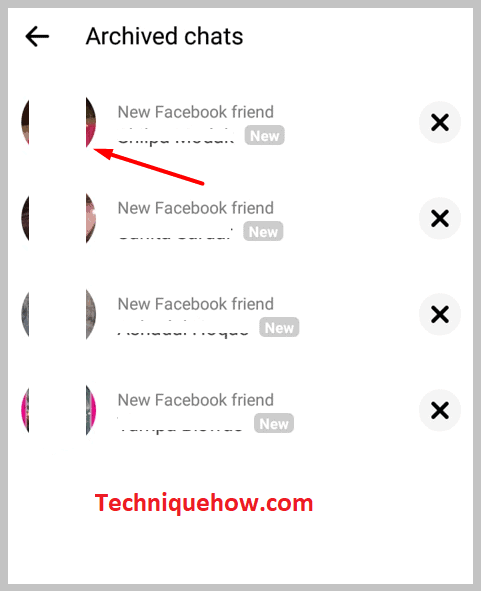 Tap on archive chat list on messenger