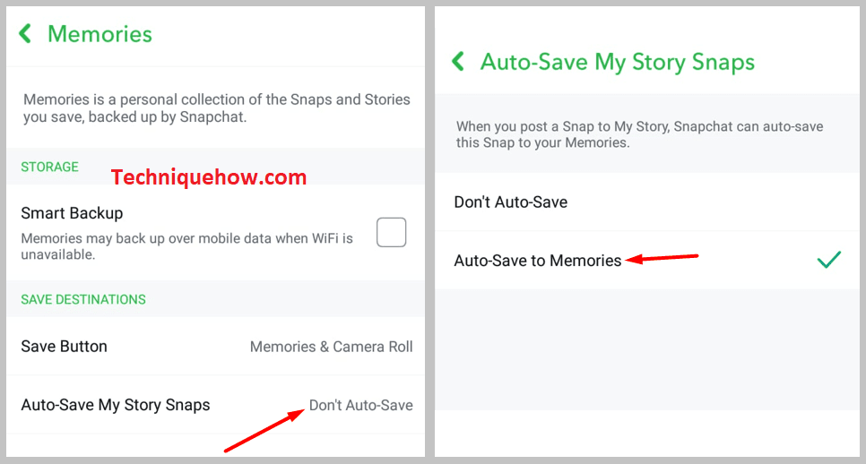 Tap on the 'Auto-save My Story Snaps