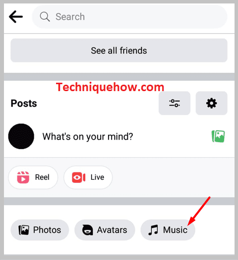 Tap on the 'Music' option on mobile