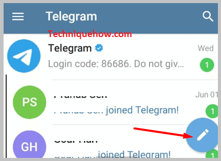 Tap on the pencil icon on telegram