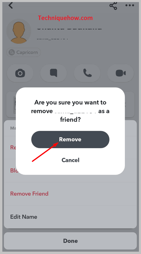 Tap on the remove on the dialogue box
