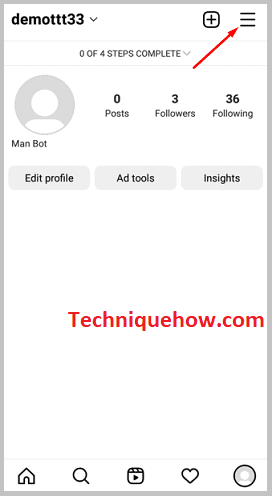 Tap on the ‘Three Horizontal lines’ icon
