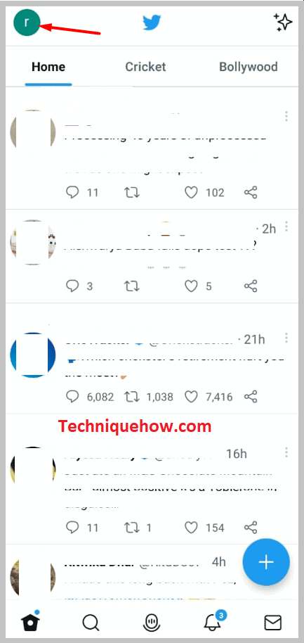Tap on your profile icon Twitter