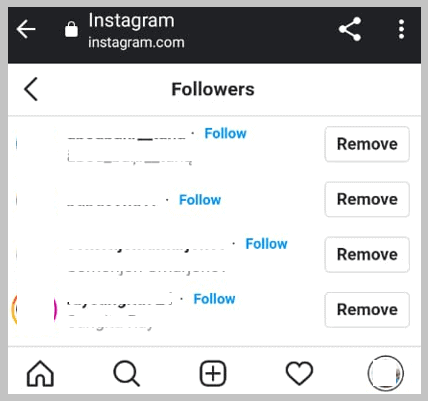 The list of your followers is displayed