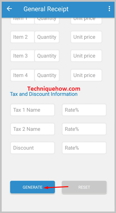 Then click on Generate to create an invoice