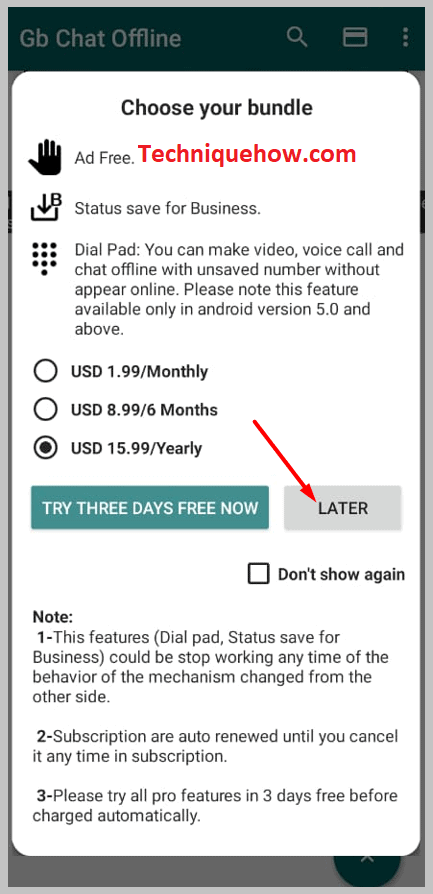 Then click on LATER