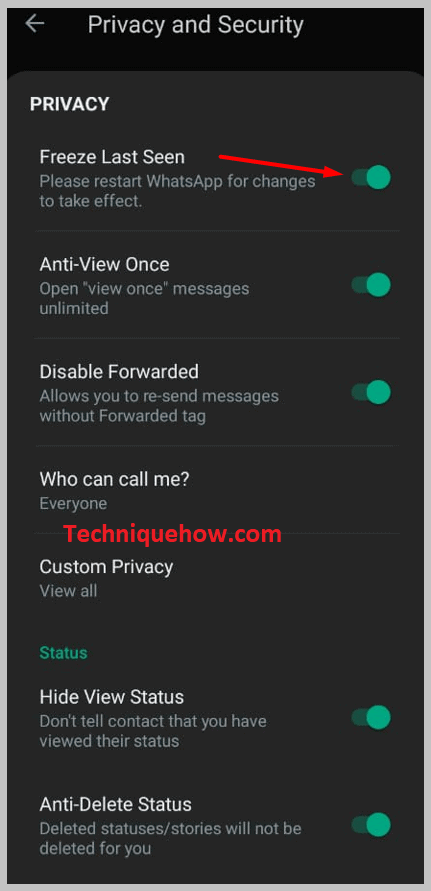 Then enable the option Freeze Last seen