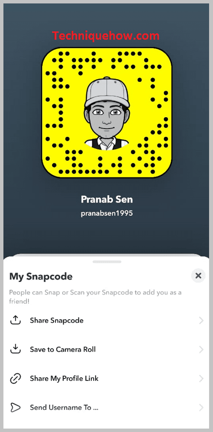  Then their snap code will appear in front of you under 