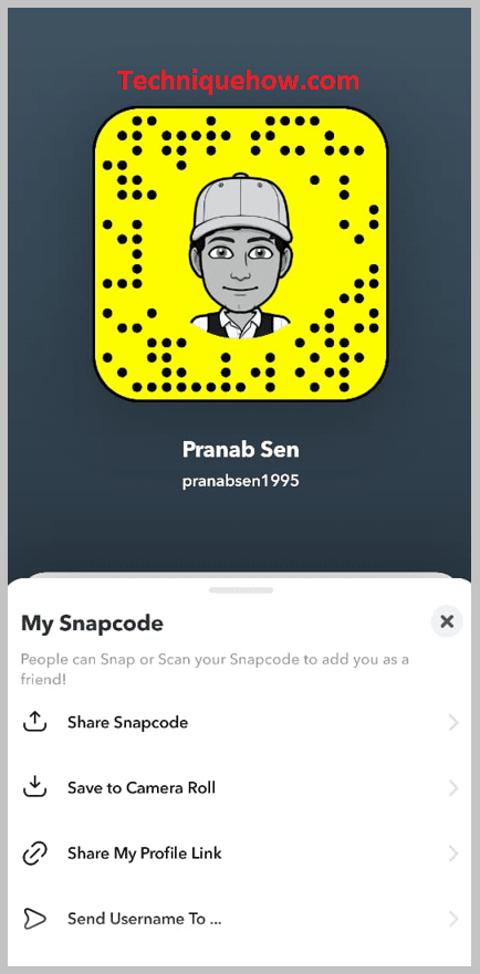 Then their snap code will appear in front of you under