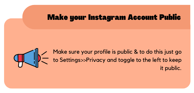 Make your Instagram account Public