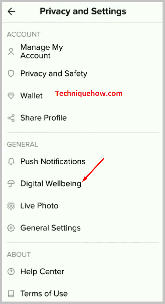 TikTok digital wellbeing option on tiktok