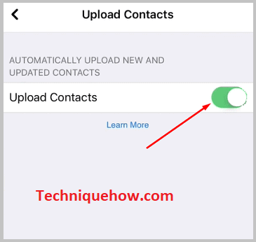 Turn ON upload contacts