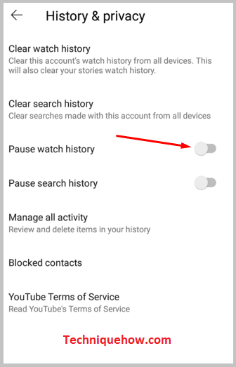 Turn off pause watch history