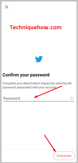 Type password and click deactivate