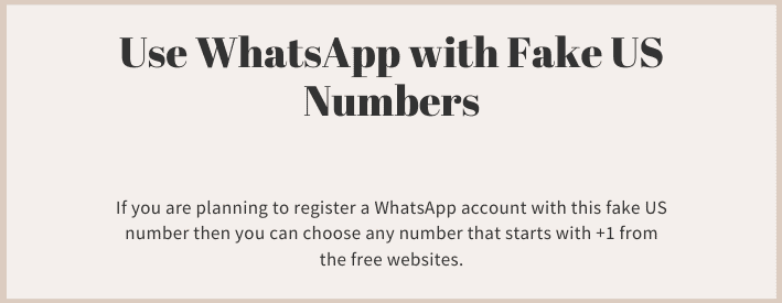 Use WhatsApp with Fake US Numbers