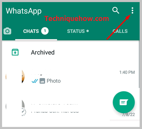  WhatsApp and tap on the three-dots icon