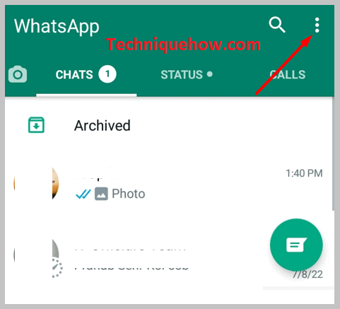 WhatsApp and tap on the three-dots icon