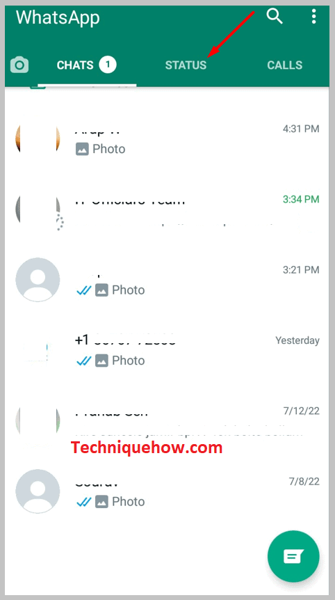 WhatsApp status section