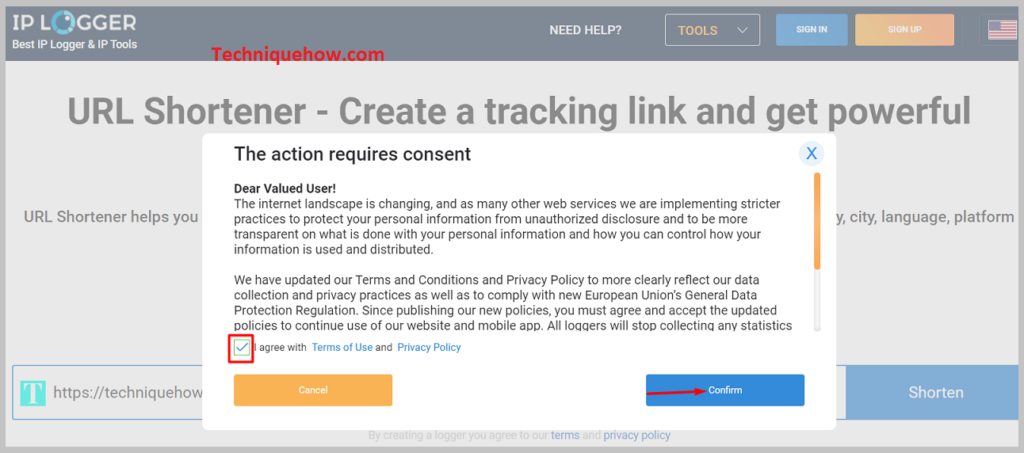 accept the Terms & Privacy Policy, and then click on the 'Next' button