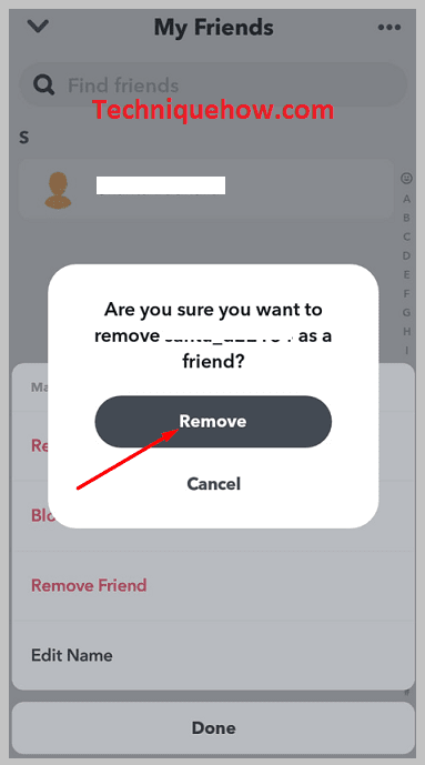  account by tapping on Remove Friend