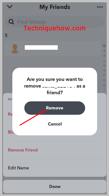 account by tapping on Remove Friend