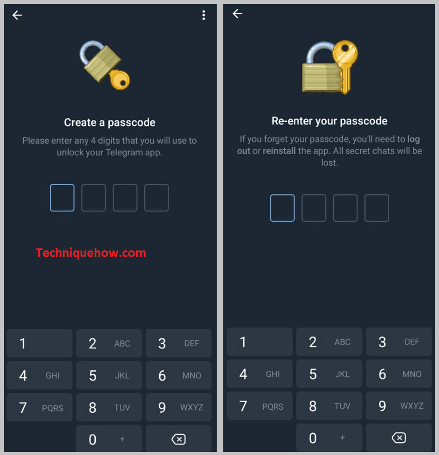 alphanumeric password by tapping on PIN