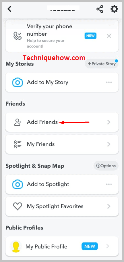 ap on Add friends option there on snapchat