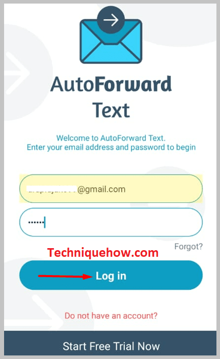 app and click on Login