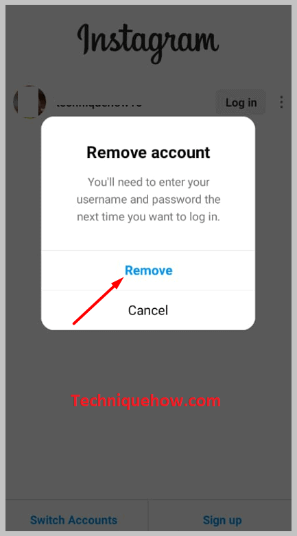 appear asking 'Remove Account'