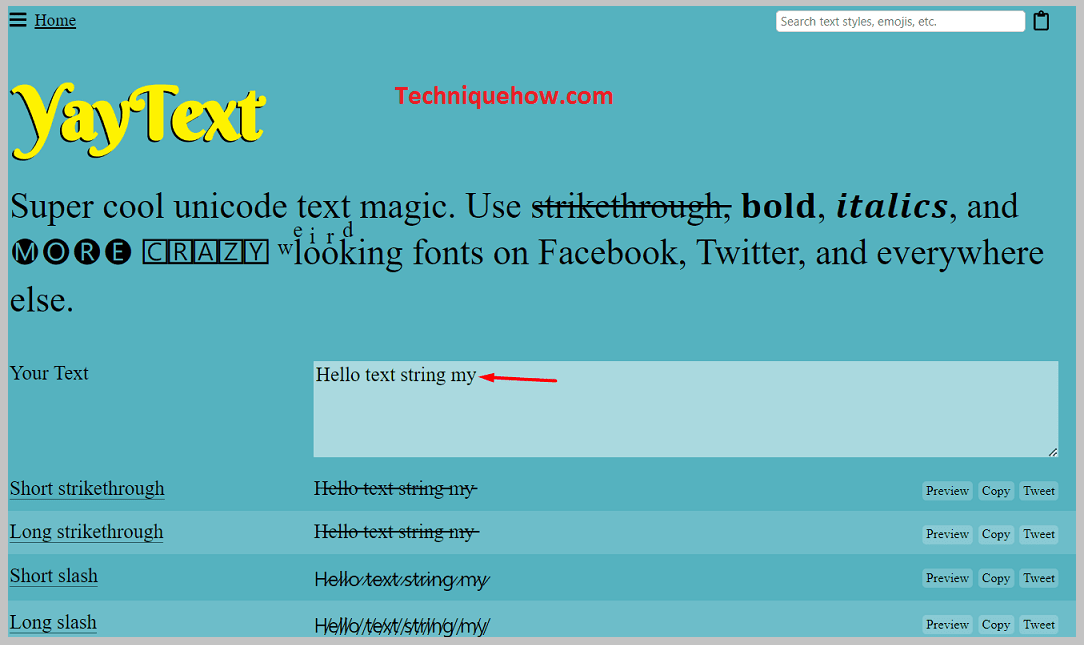 box next to the words Your Text