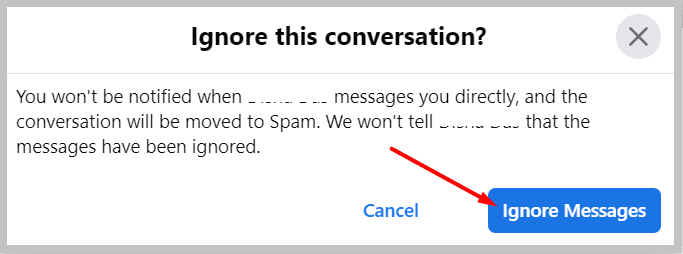 button of ignore messages again on pc